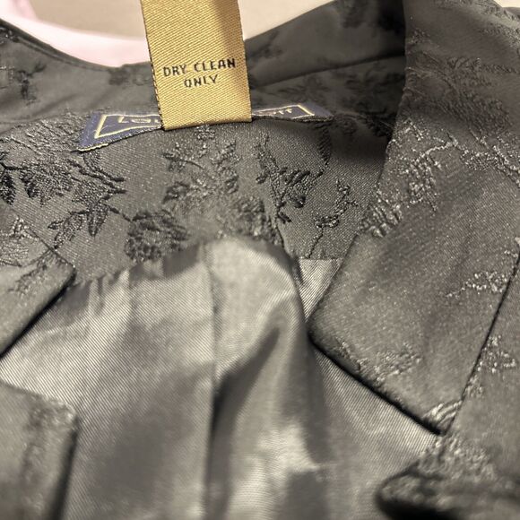 Laura Scott Women Petite 14p Black Jacquard Jacket Blazer Button Front Lined Pad - Picture 6 of 8